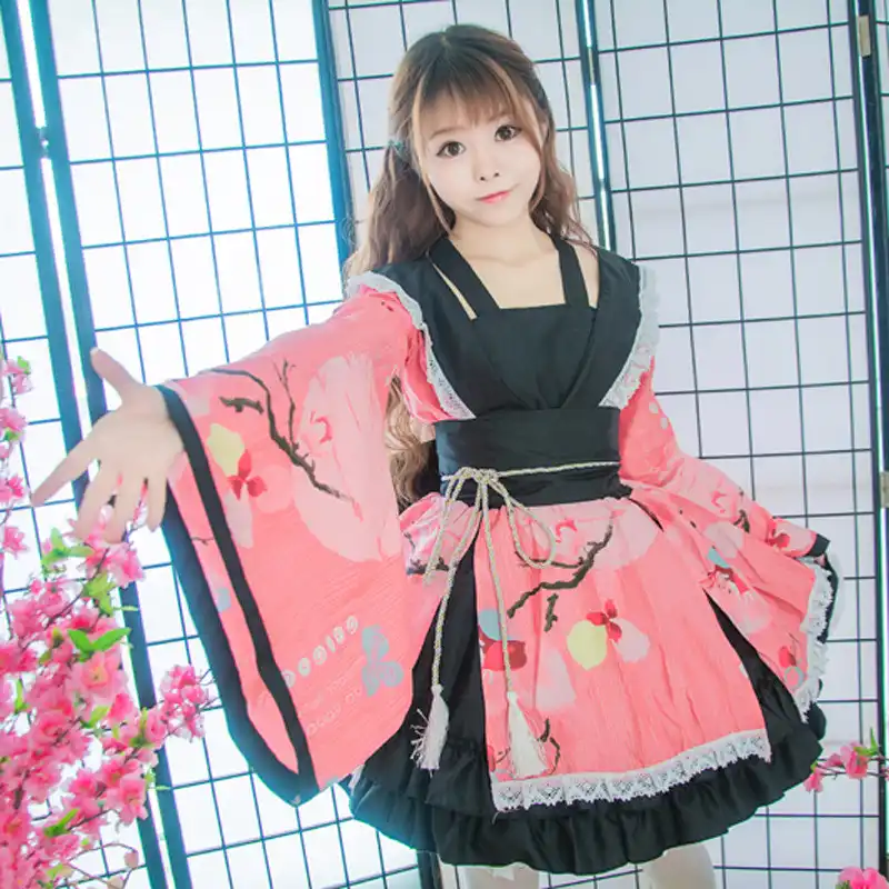 Women Halloween Fancy Dress Japanese Kimono Lovely Lolita Cos Japan National Style Clothes Outfits Lace Up Skirts S 3xl Asia Pacific Islands Clothing Aliexpress 