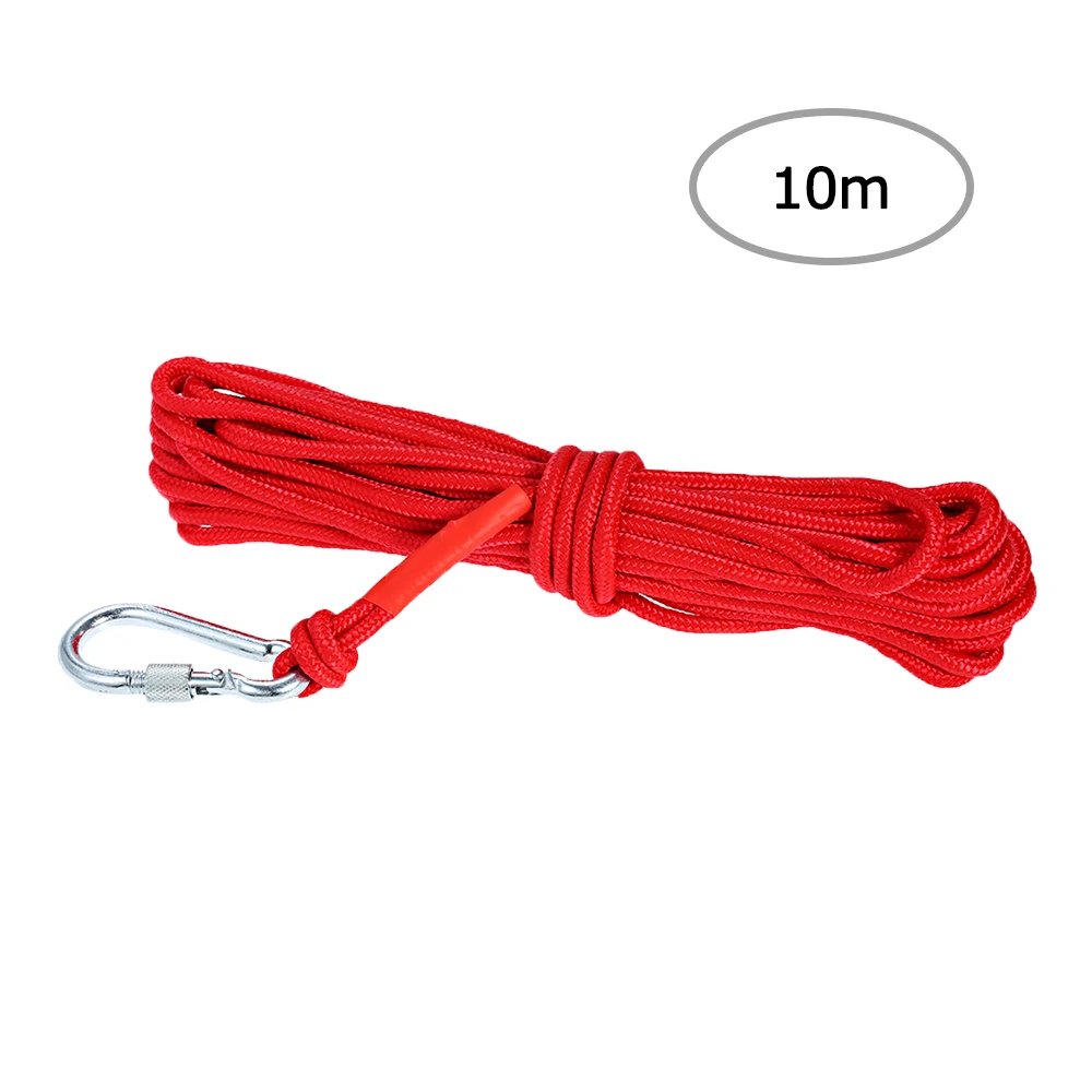 Многофункциональная нейлоновая веревка и карабин диаметром 6 мм безопасные и прочные высокопрочные безопасные веревки инструменты для активного отдыха - Цвет: Red 10m