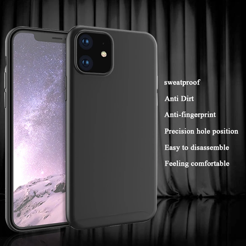 Soft Silicone TPU Phone Case For iPhone X Xs Max 7 8 6 6s Plus Xr Protective Black Matte Funda Case For iPhone 11 pro max Coque