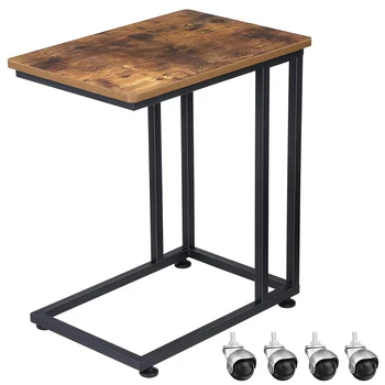 

Vintage Sofa Side End Coffee Table for Living Room Couch Tables Slide Under Mobile Snake Side Table for Coffee Laptop with Wheel