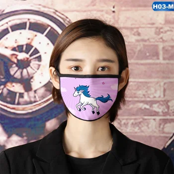 

In Stock Cotton Dustproof Mouth Face Mask Anime Cartoon Unicorn Muffle Face Mouth Masks For Adult & Kids Size S/ L