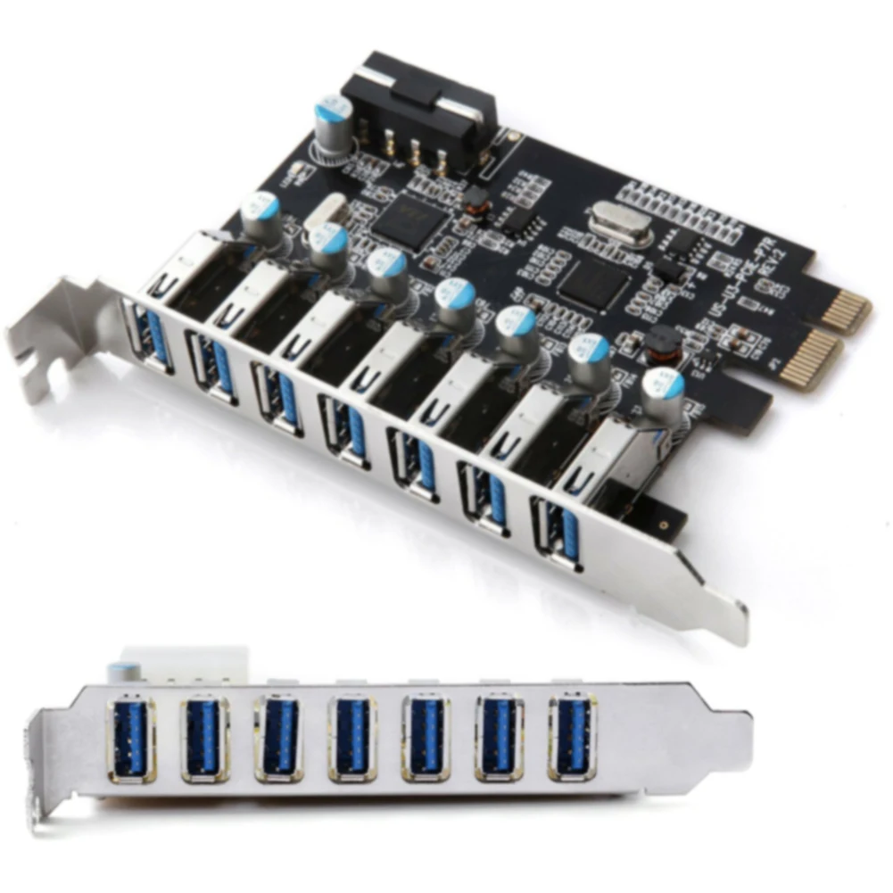 Внутренняя 5V 4 Pin PCI-E Express Hub настольная черная Плата расширения мини адаптер SuperSpeed USB 3,0 7 порт