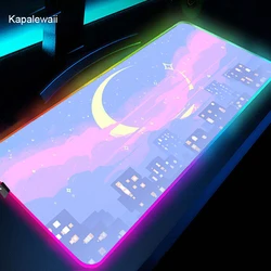 Tapis de souris de jeu RGB avec rétroéclairage, grand format XXL, pour ordinateur de bureau 