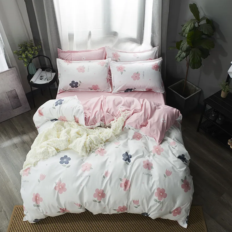 Flower1 Modern Dot Cartoon Постельное белье King Size Постельное белье Пододеяльник Устанавливает Одноместный Двухместный Queen Beddingset Plant Плоский Лист Одеяло Дети - Цвет: Flower1