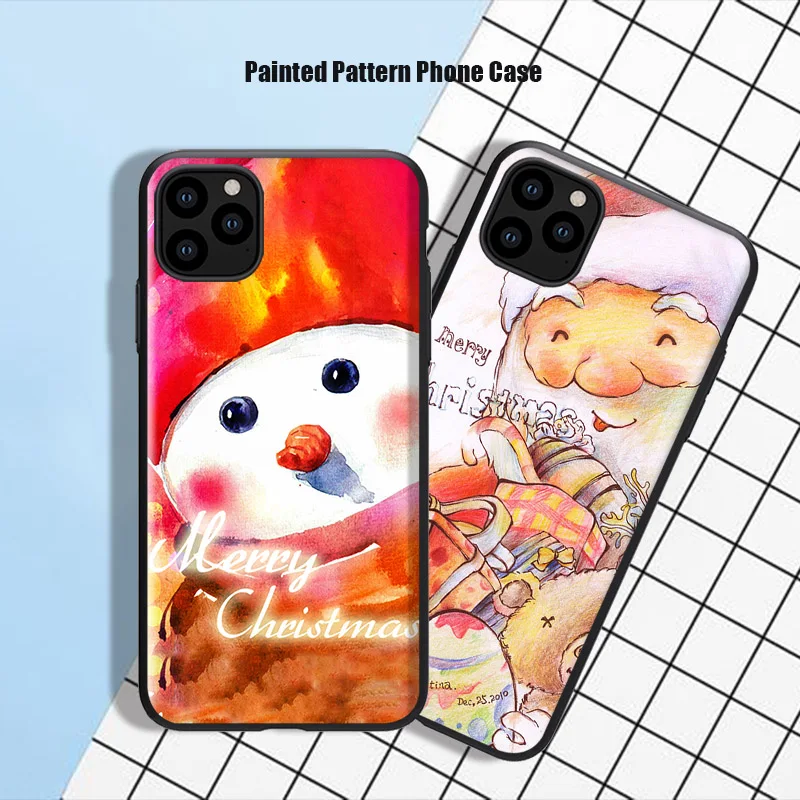 Рождественский защитный чехол для iPhone 6 6s 7 8 Plus X XS Max XR противоударный мягкий из