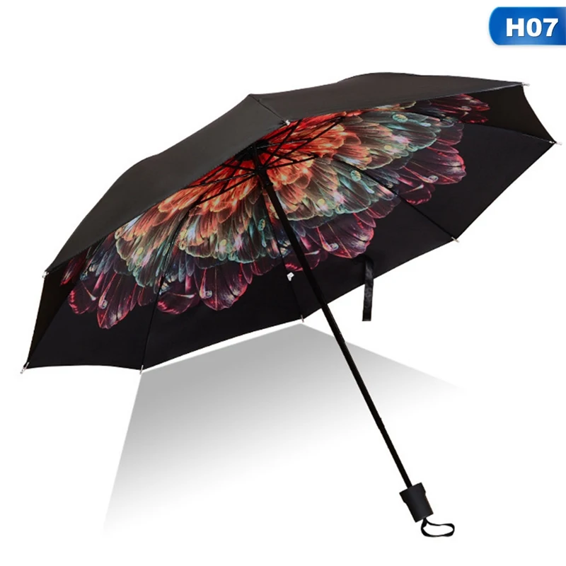 Men Women Sun Rain Umbrella UV Protection Windproof Folding Compact Outdoor Travel Umbrellas - Цвет: H07