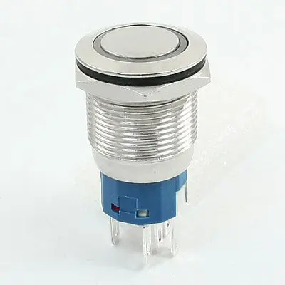 

Red LED Light 12V Momentary Metal Flat Head Button Switch AC 250V 5A