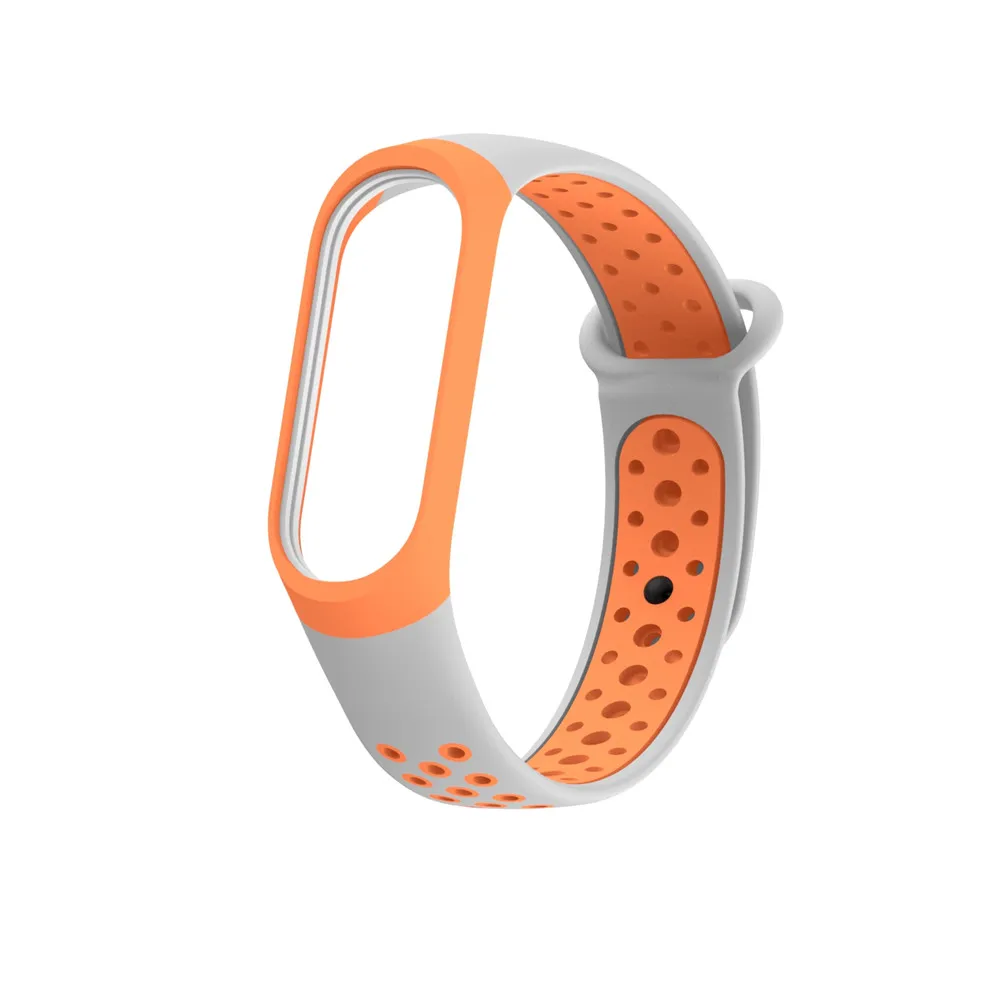 Для mi Band 3 4 ремешок Спортивные Силиконовые часы наручные браслет mi band 3 ремешок аксессуары браслет Смарт для Xiaomi mi 3 4 ремешок - Цвет: gray Orange