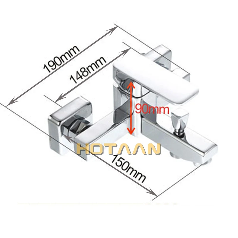 Bathtub faucet Shower faucet Polished Chrome Finish Wall Mounted Waterfall Bathroom Bathtub Handheld Shower Tap Mixer Faucet YT-5326