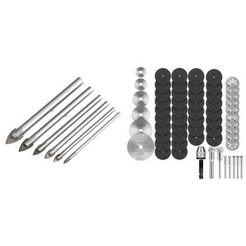 

6Pcs 3-10mm Ceramic Tile Bit Diamond Glass Hard Tiles Spade Drill Ground Carbide Tip & 60Pcs Cutting Wheel Set