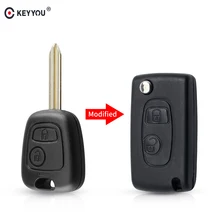 KEYYOU modificado sin llave plegable funda de control remoto plegable caso de 2 botones para Citroen C1 C2 C3 Saxo Berlingo Elysee Xsara Picasso