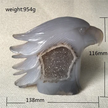 

Natural Blue agate quartz crystal carved eagle Good luck spiritual cultural belief collection Super energy totem