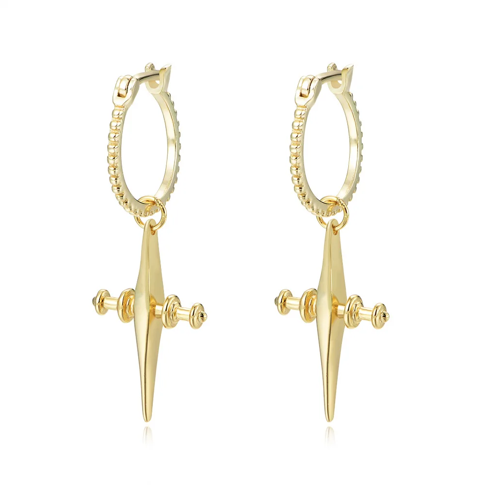 

Veryins Gold Plating Sterling 925 Silver Cross Shaped Dangle Earrings for Women Wedding Party