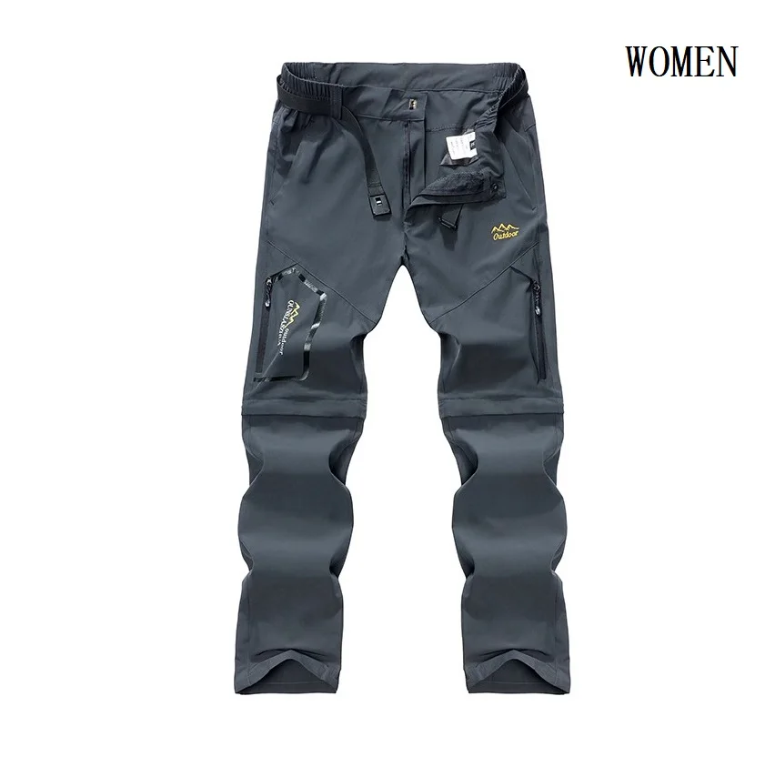 Outdoor quick-drying men's and women's elastic thin mountaineering pants two pants removable waterproof breathable summer slacks
