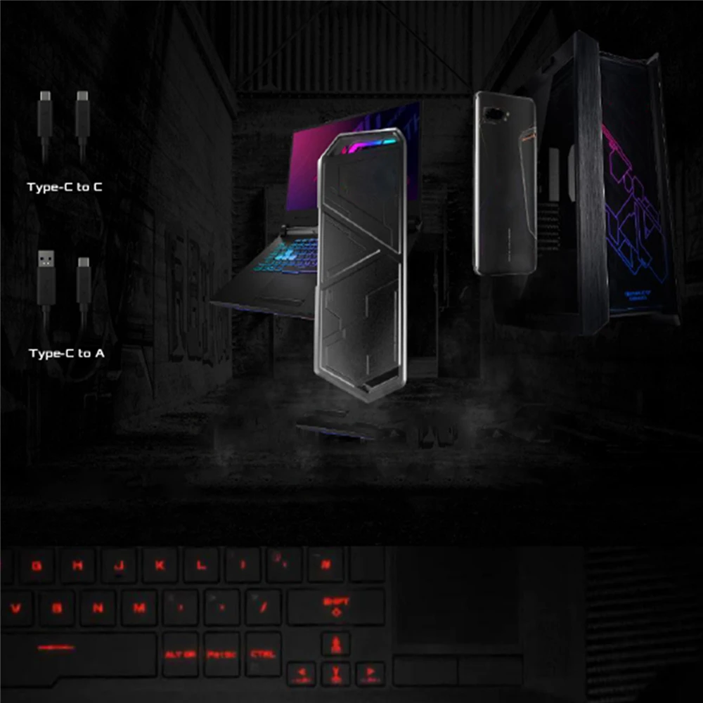  Tragbare Externe SSD Gehäuse Typ-C USB3.2 GEN2 Interface für ASUS ROG STRIX ARION M.2 NVMe SSD Fest