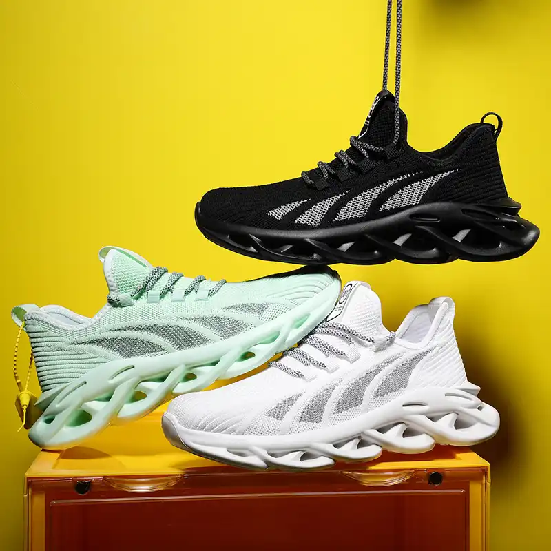 men's casual breathable black running sports shoes