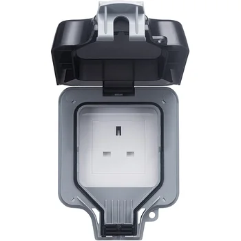 

Single Waterproof Unswitched Socket, Rainstorm-Proof and Splash-Proof Outdoor Power Outlet Box, IP66 Rating,13A UK Plug