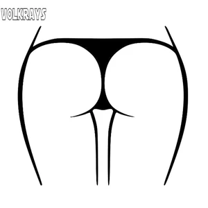 Volkrays Personality Car Sticker Ass Butt Booty Decal Accessories Reflective Waterproof Vinyl Decal Black/Silver,10cm*9cm