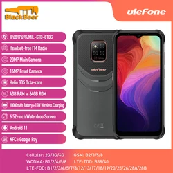 Ulefone – Smartphone Armor 14, téléphone portable robuste et étanche IP68/IP69K, Android 11, Helio G35, 6.52 pouces, 4 go + 64 go, 10000mAh 