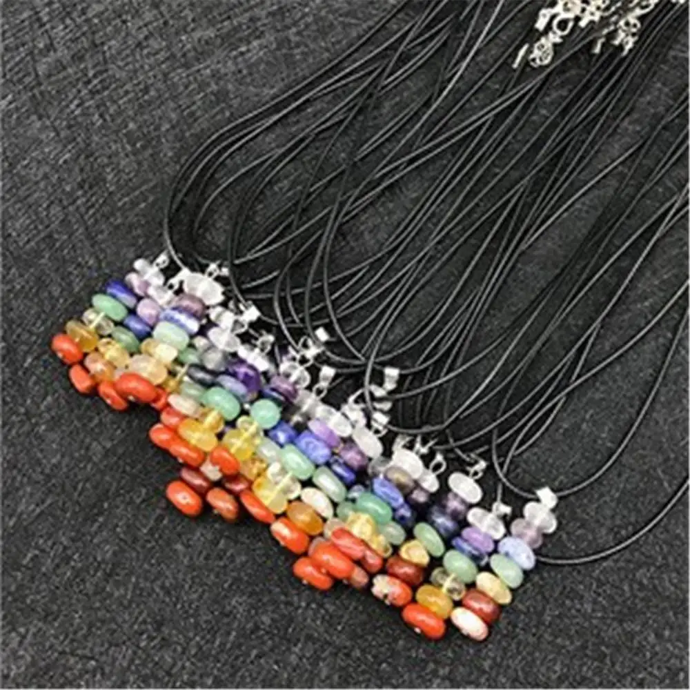 Семь чакр ручной работы Натуральное ожерелье с драгоценным камнем Druzy Reiki исцеляющий маятник ювелирное ожерелье s подвески