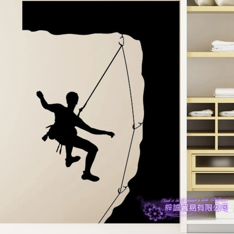 DCTAL Mountain Climbing Sticker Climbers Decal Extreme Sports Posters Vinyl Wall Decals Parede Decor Mural Climbing Sticker