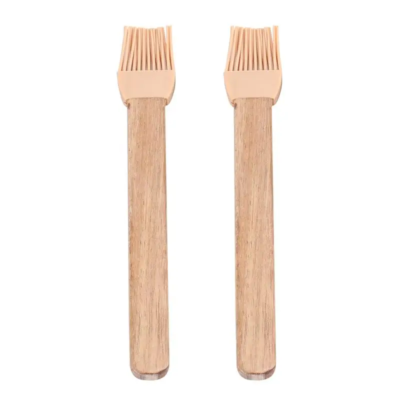 

2pcs Silicone Brushes Detachable Heat Resistance Wooden Handle Oil Brush Baking Tool Sauce Brush Basting Brush