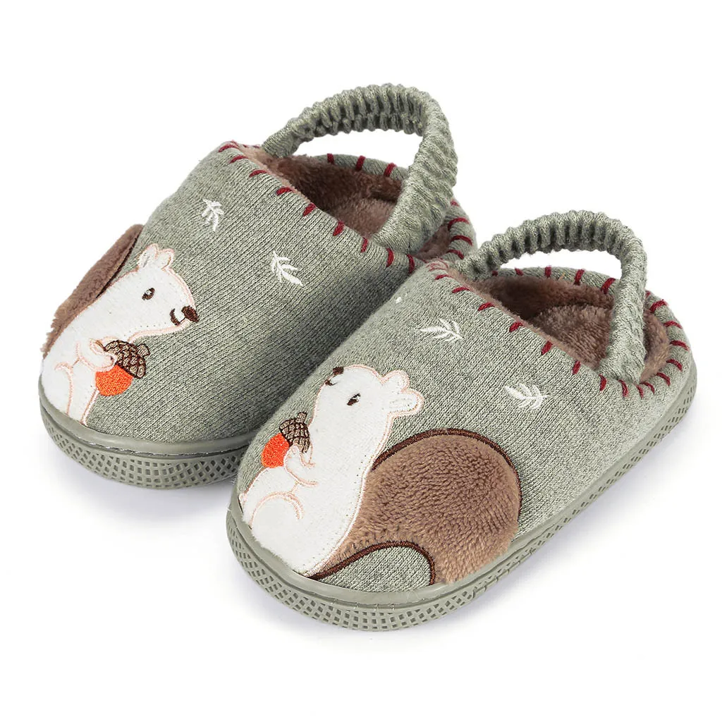 Пушистая детская обувь для маленьких мальчиков и девочек; теплые домашние тапочки с милыми животными; детские тапочки; детская обувь
