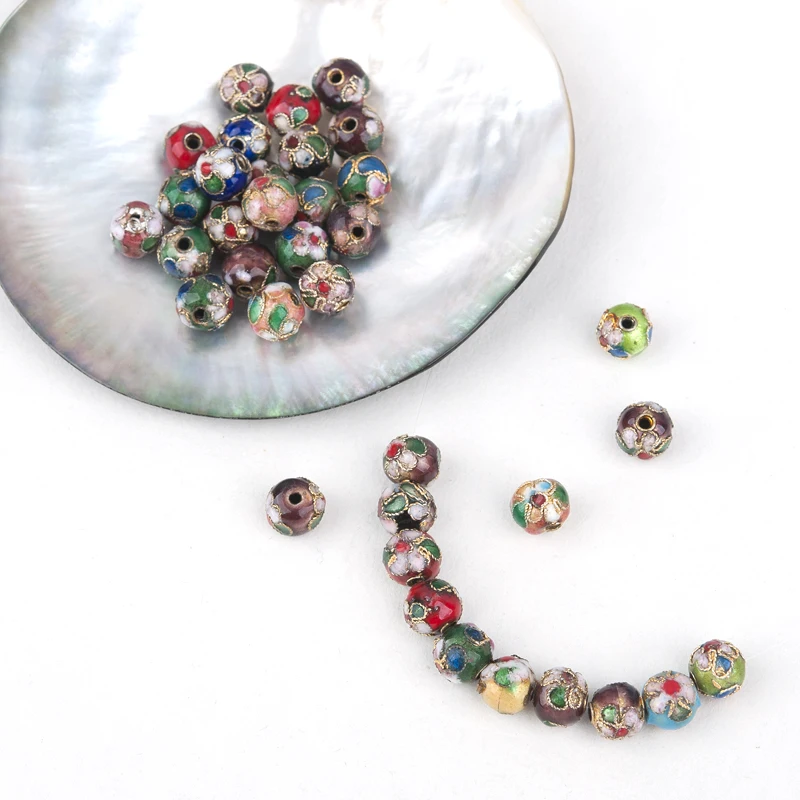 

Бусины DoreenBeads, 50 шт., бусины в перегородчатых шариках, бусины для самостоятельного изготовления ювелирных изделий, браслеты, Цветочные бусины в разных цветах, диаметр 8 мм