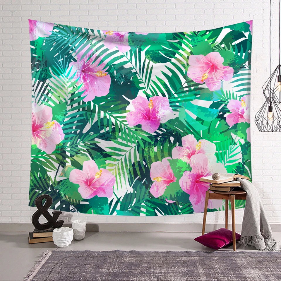 Customized Tropical Plant Floral Tapestry Wall Hanging Stripe Carpet Bed Sheet Photo Background Props Table Cloth Mats Dropship - Цвет: 3