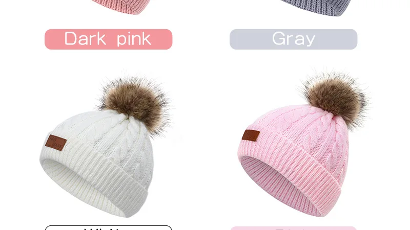 new fashion solid color children's knit beanie Kids Brand Boys girls Winter pompom casual hat Baby Toddler Soft cap warm