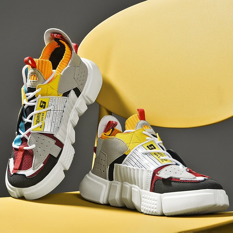Zapatillas deportivas de alta calidad para hombre, zapatos informales a juego de colores, con cordones de malla, transpirables, para correr, novedad de 2021