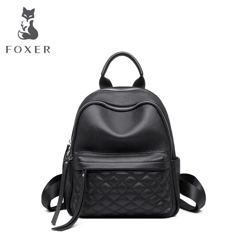 

FOXER luxury high quality popular leather backpack female 2019 new wave fashion simple wild versatile rhombic backpack