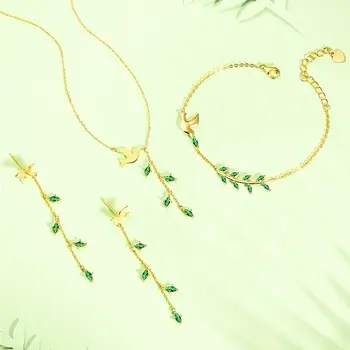 

New 100% S925 Sterling Silver Leaf Bracelet Female Korean-Style Non-Mainstream Pigeon Animal Hand Jewelry