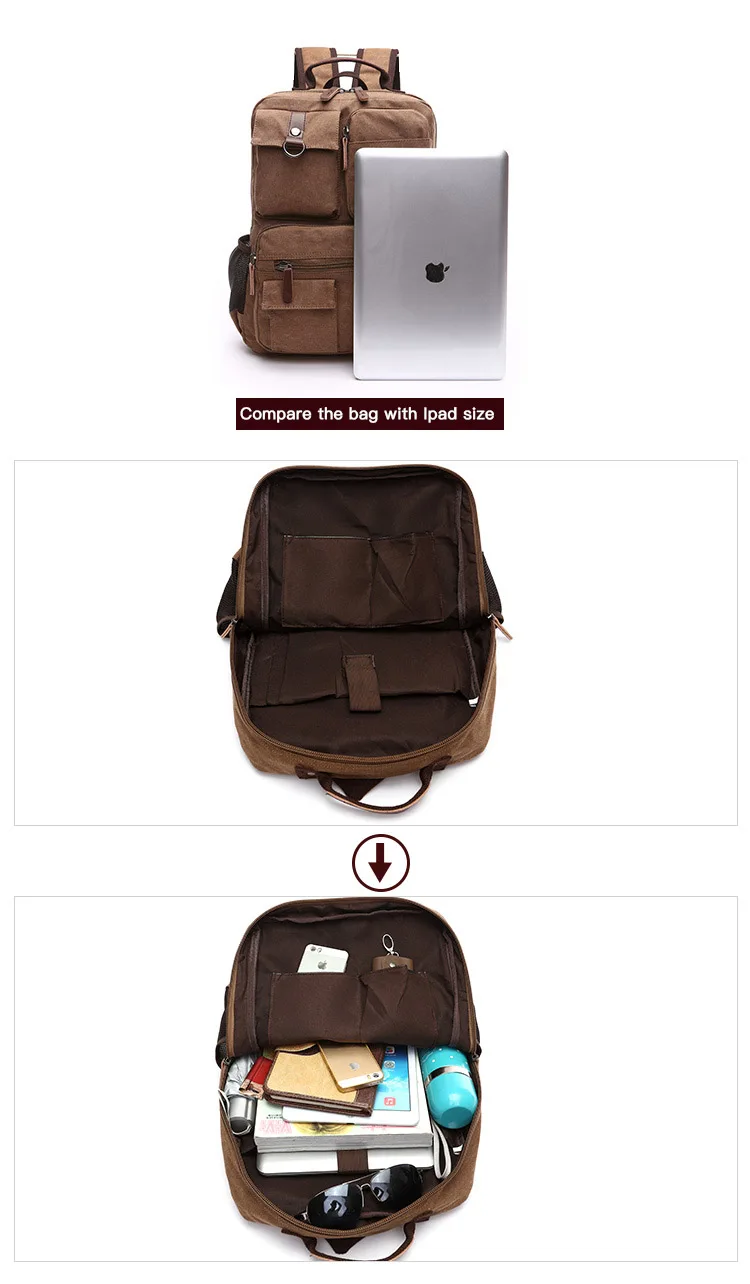 ZUOLUNDUO sport backpack vintage strong large cosmetic canvas bag outdoor backpack