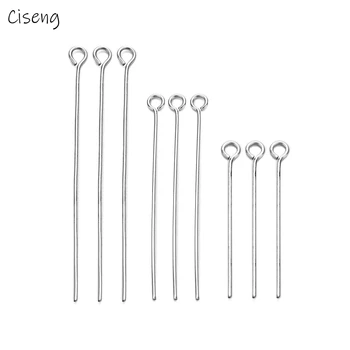 

Ciseng 100pcs/lot 30/40/50mm Long Silver Stainless Steel Eye Head Pin Needles for Earrings Necklaces Bracelets Jewelry Making