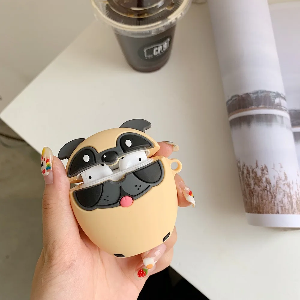 3D Милые Мультяшные Pekingese аксессуары для наушников Чехлы для Apple Airpods 1/2 прекрасный силиконовый защитный чехол для наушников с крюком