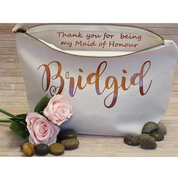

will you be my bridesmaid Cosmetic bags personalized Canvas makeup bag Maid of Honour Gift bride zipper pouches brithday gifts