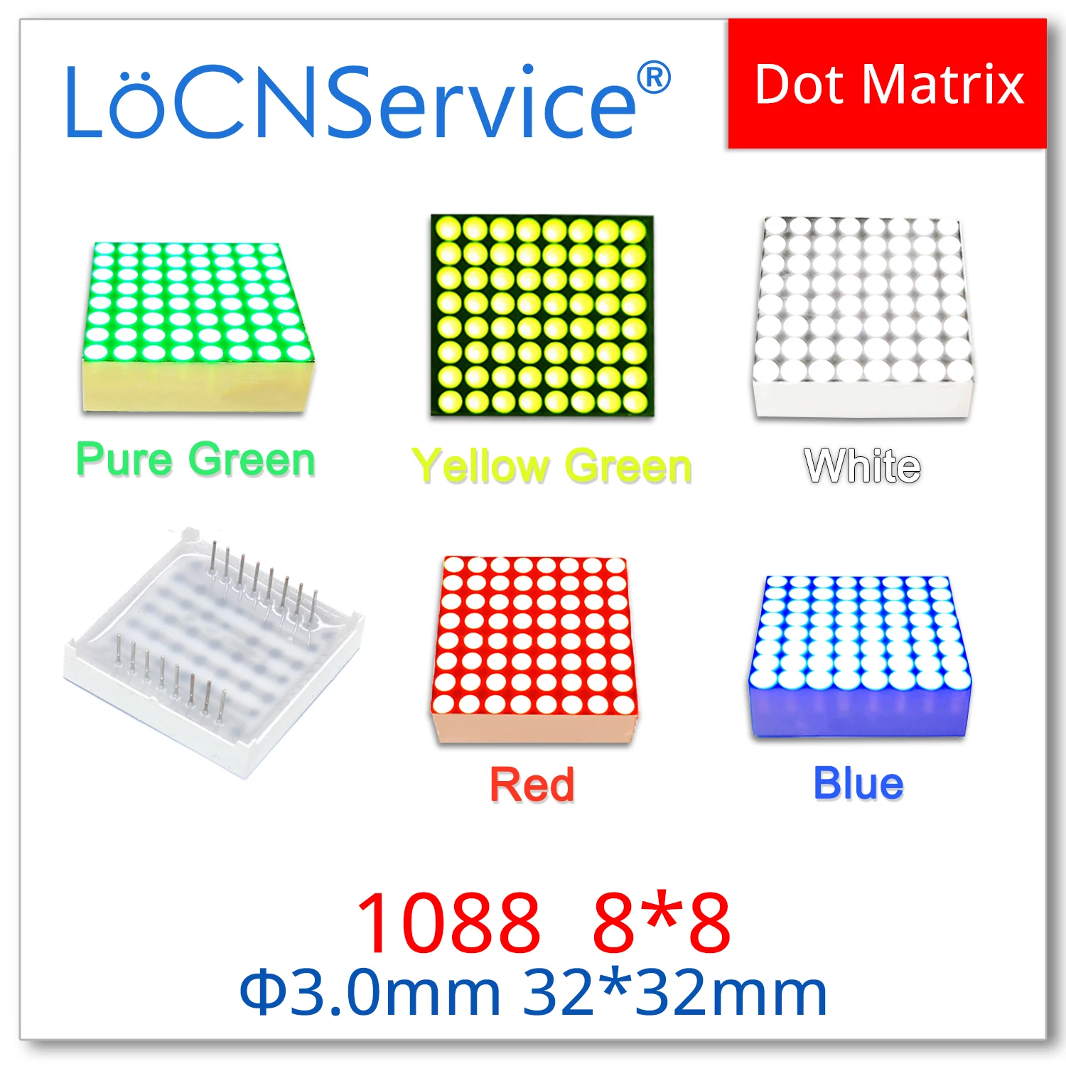 LoCNService 50 шт. чистый зеленый красный синий белый 1088 8x8 3 мм 32x32 1088AS 1088AB 1088AW 1088AGG 1088AG
