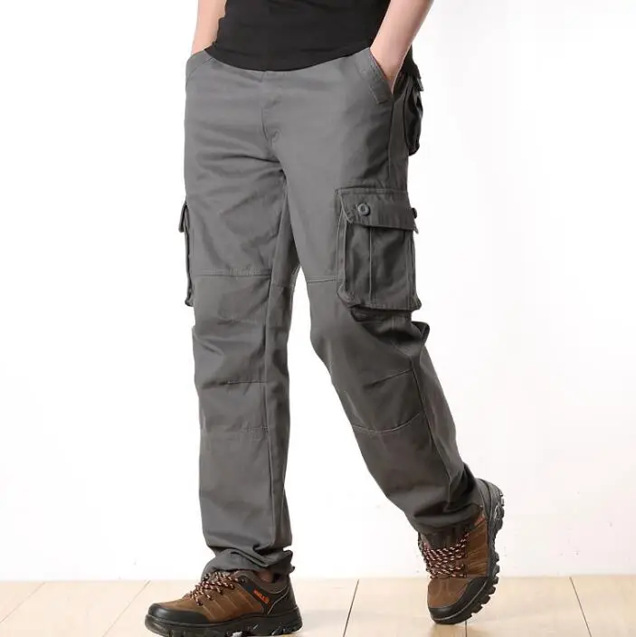 Мужские брюки карго, мужские повседневные брюки с несколькими карманами, военные тактические брюки, мужская верхняя одежда, прямые брюки, длинные брюки, большие размеры 40 42 44 - Цвет: grey