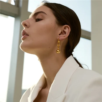 

Timeless Wonder Titanium U Linked Ball Statement Drop Earrings Women Jewelry Punk Gothic Boho Ins Designer Trendy Rock Top 9228