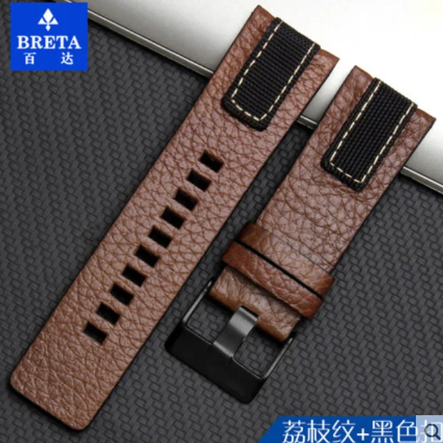 Style two Black BRETA ремешок для часов кожаный для дизеля для DZ4318 DZ4283 DZ4281 DZ4323 DZ7343 26 мм часы браслет ретро - Цвет ремешка: Style two Black