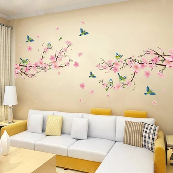 

1 pc Sakura Wall Stickers Kids Rooms Bedroom Living Room DIY Art PVC Beautiful Flower Tree Removable Wallpaper home decor New