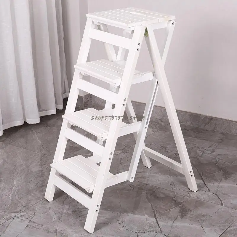 8 Sizes Building Supplies Size : Full Length 1m PENGFEI Stepstools Folding Ladder Stools Stairs Herringbone Ladder Dual Use Portable Ascending Pedal， Solid Wood 