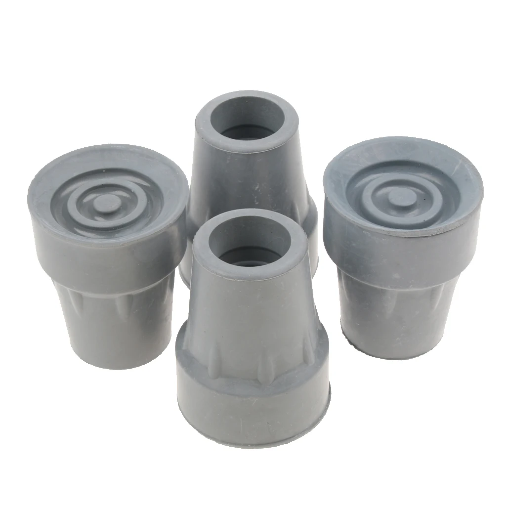 Rubber Cane & Walker Tips - Pack of 4 - Anti Skid Chair Leg Tips Caps, Trekking Pole Tips Protectors