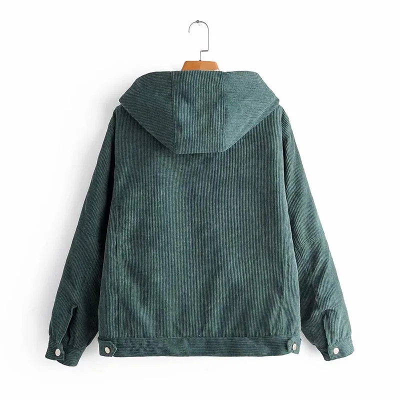 WT348 европейский дизайн темно-зеленый цвет флисовая подкладка Вельветовая куртка Женская осенне-зимняя теплая куртка