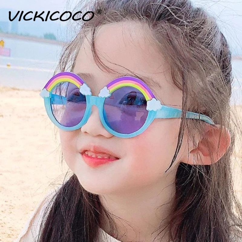 21子供サングラス漫画虹の形女の子少年子供サングラスラウンドファッションメガネかわいいベビーシェードeyewears 女子サングラス Aliexpress