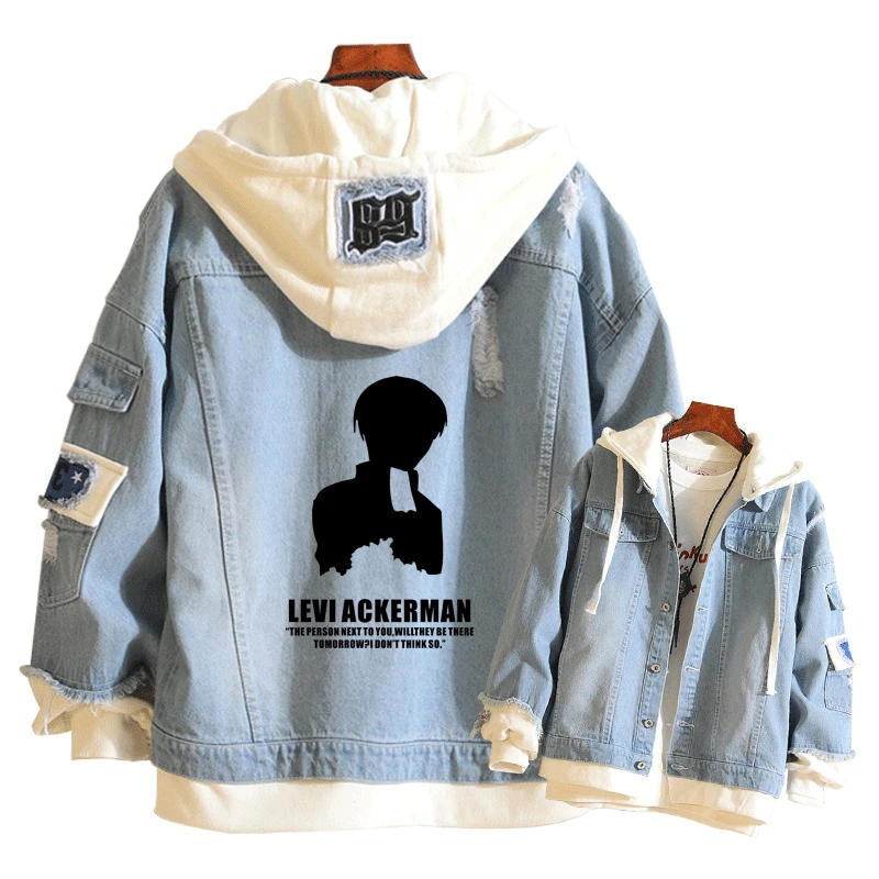 7 Женская джинсовая куртка Levi для косплея «атака на Титанов», джинсовые толстовки Harajuku, Ветровка унисекс, Мужская Весенняя уличная одежда, топы - Цвет: 7