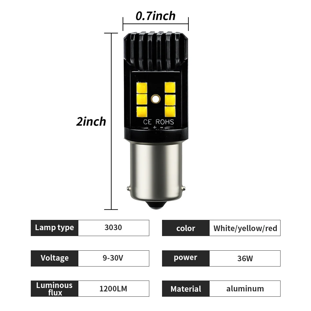 2 шт. 1156 1157 7440 7443 P21W BA15S 12 SMD 3030 5730 светодиодная автомобильная резервная лампа s