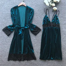 Сексуальный женский велюровый топ из 2 предметов, пижамный комплект, кимоно, одежда для сна, зимняя женская домашняя одежда, спальный костюм халат, пижамы