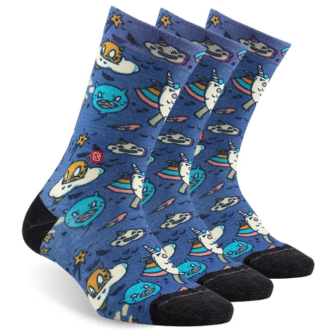 3 pair blue Носки с принтом спортивные носки, ZEALWOOD унисекс мериносовая шерсть ультра-светильник носки для бега 1/3 пар - Цвет: 3 pair blue